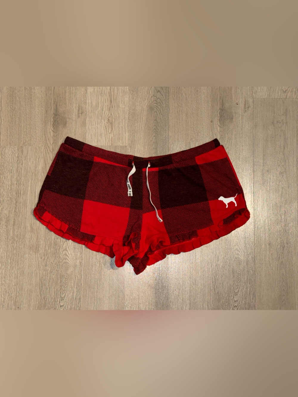 PINK Victoria's Secret Red and Black Plaid Lounge Top